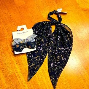 Banana Republic scrunchies - set of 3 - navy and blue floral - NWT